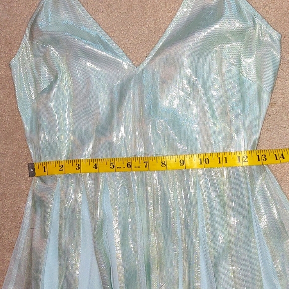 NWT ASOS Metallic and Light Blue Fit and Flare Midi Dress Sz 4 - Picture 13 of 17